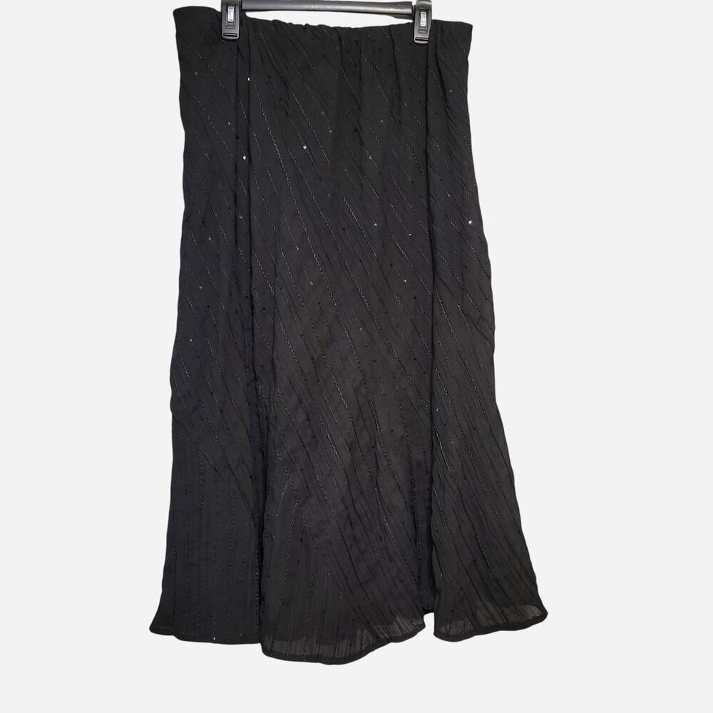 Y2K Cato Women 22 Black Sequin Maxi Skirt Plus Size Whimsigoth Dark Fairy Witchy